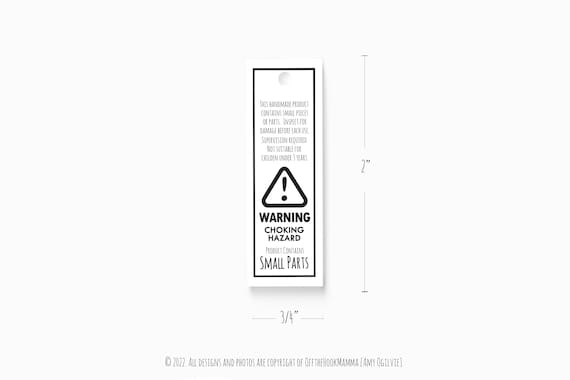 PRINTABLE Safety Eyes Warning Tag Choking Hazard Label for 