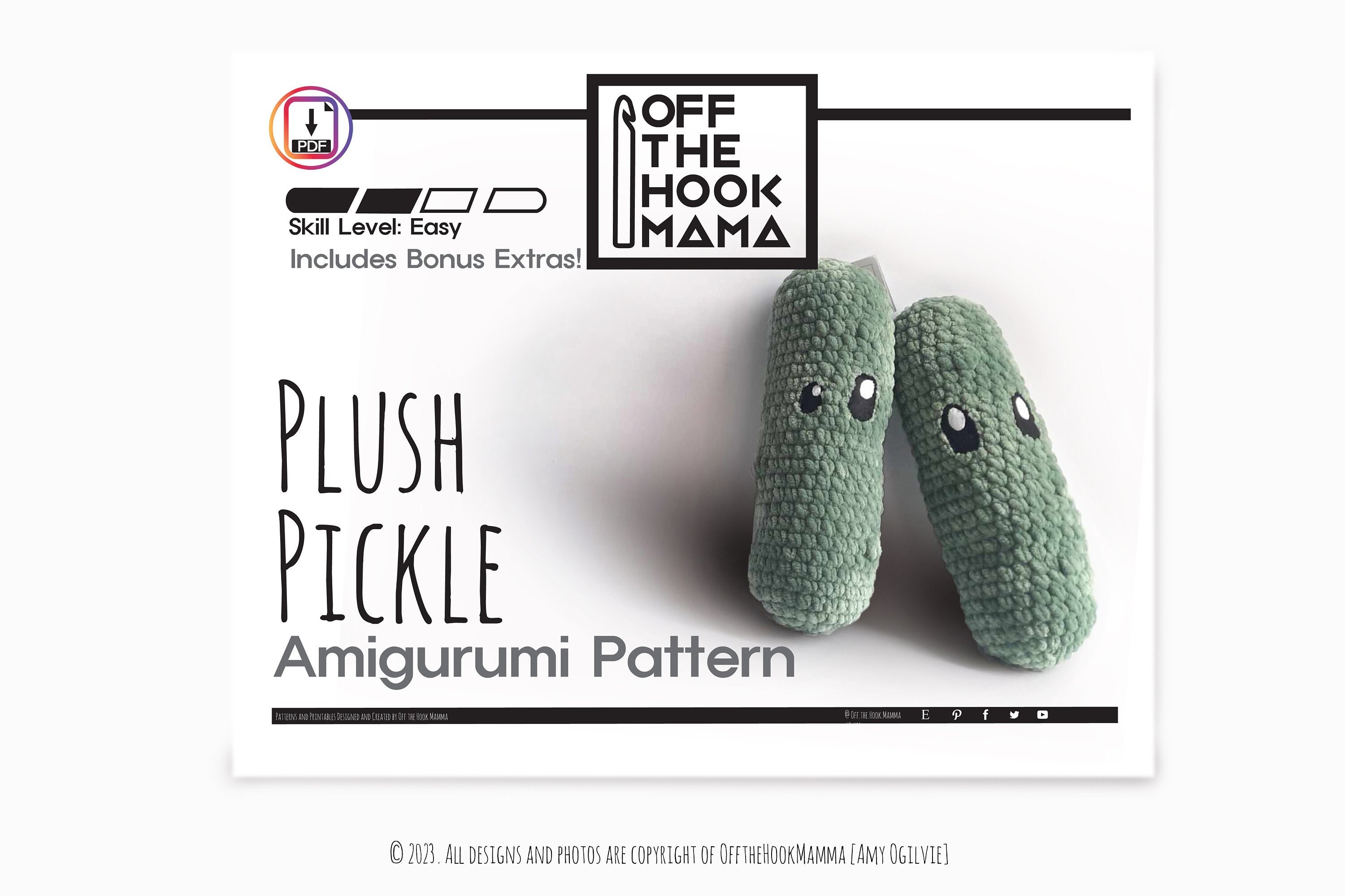 Crochet Plush Pickle Amigurumi PATTERN: Kawaii Plushie (PDF)