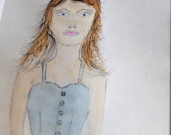 Original watercolor art women affordable art gift