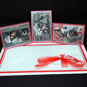 Carte pour anniversaire en 3D aux motifs chats à la barrière