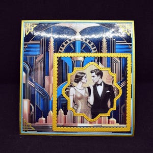 Verrückte Jahreskarte Art Deco Hintergrund Frau und Mann Muster
