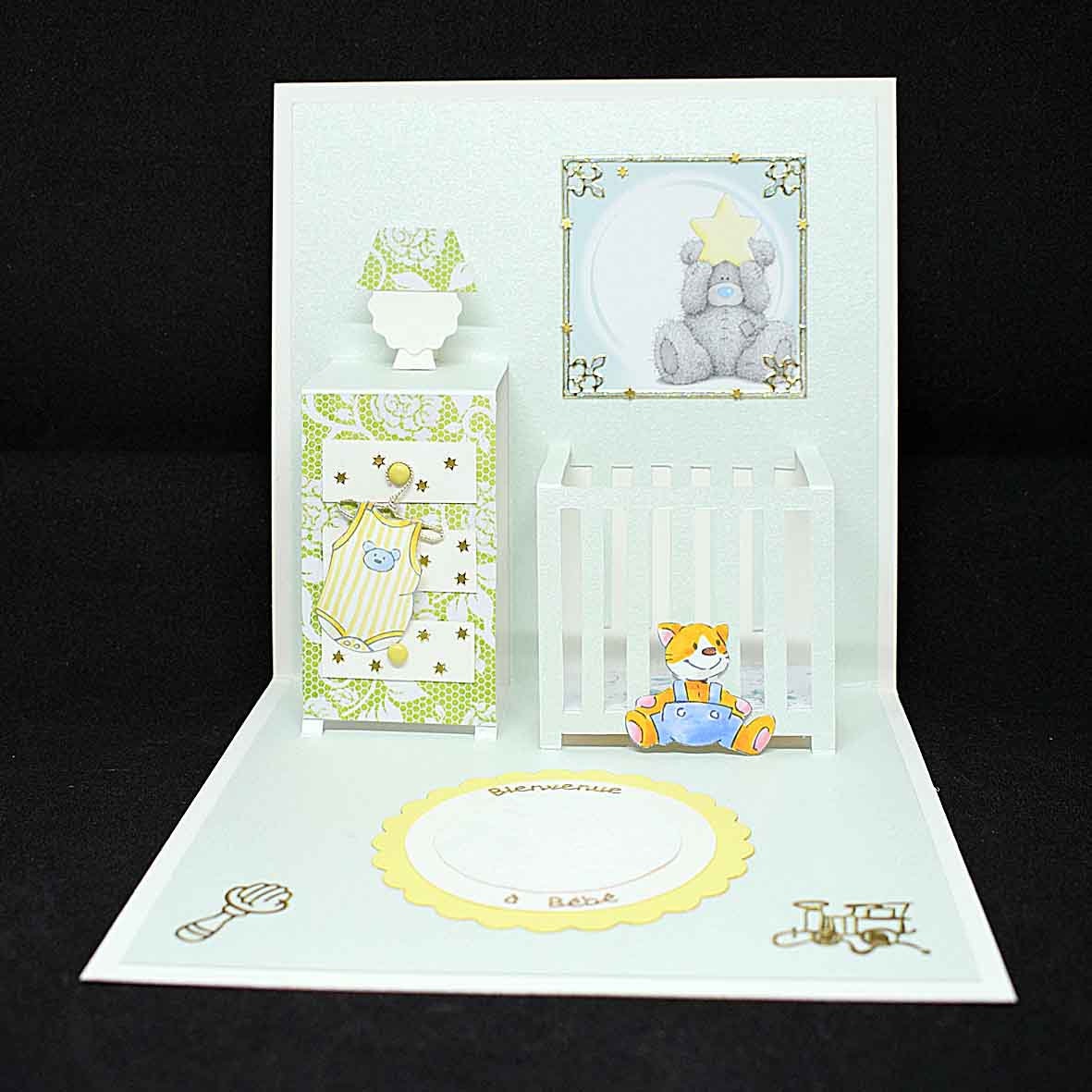 Biglietto Pop-Up 3D Baby Shower Foresta Con Animali - Per Neonato E Neonata