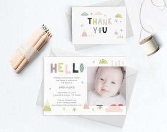 greenery birth announcements invitations kit template birth etsy