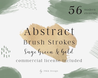 Sage Green Gold Abstract Paint Brush Stroke, For Commercial Use, Brush Stroke Clipart, Abstract Brush Stroke PNG, Paint Brush Clipart #Q002