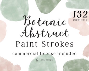 Botanic Abstract Paint Brush Stroke, For Commercial Use, Forest Brush Stroke Clipart, Abstract Brush Stroke PNG, Paint Brush Clipart #Q022