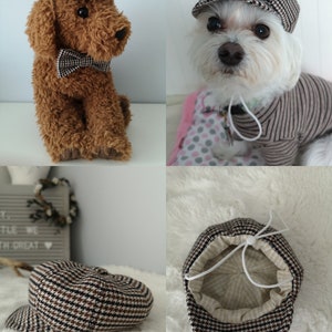 Casquette gavroche et noeud papillon en laine pour chien image 2