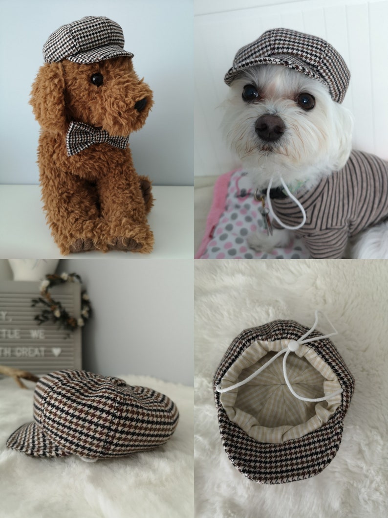 Wool Newsboy Cap & Bow Tie for Dog image 2