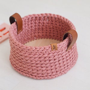 Crochet Basket, Hygge Home Accessories, Kids Room Storage, Handmade Basket, Medium Size, Pink Mauve Bowl image 2