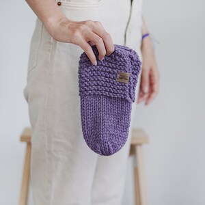 Home Soft Slippers, Knitted Socks for Women in Purple, Home Shoes, Wool Casual Socks image 2