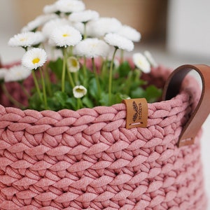 Crochet Basket, Hygge Home Accessories, Kids Room Storage, Handmade Basket, Medium Size, Pink Mauve Bowl image 4