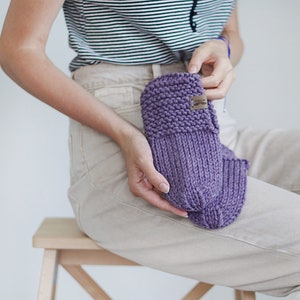 Home Soft Slippers, Knitted Socks for Women in Purple, Home Shoes, Wool Casual Socks image 3