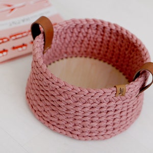 Crochet Basket, Hygge Home Accessories, Kids Room Storage, Handmade Basket, Medium Size, Pink Mauve Bowl image 3