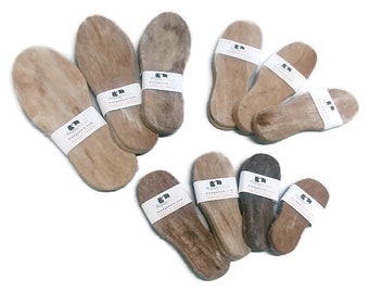 Einlegesohlen aus 100 % Alpaka, verstärkt mit Jute / Damen-Einlegesohlen / Herren-Einlegesohlen / Stiefel-Einlegesohlen
