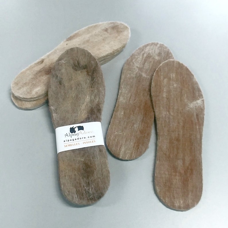 3 par: Innersulor i alpackafilt förstärkta med jute / daminnersulor / herrinnersulor / stövelinersulor bild 3