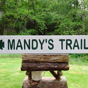 First name trail sign for Appalachian Mountain Club trails in the White Mountains of New Hampshire. Carved routed reflective sign 424F-M