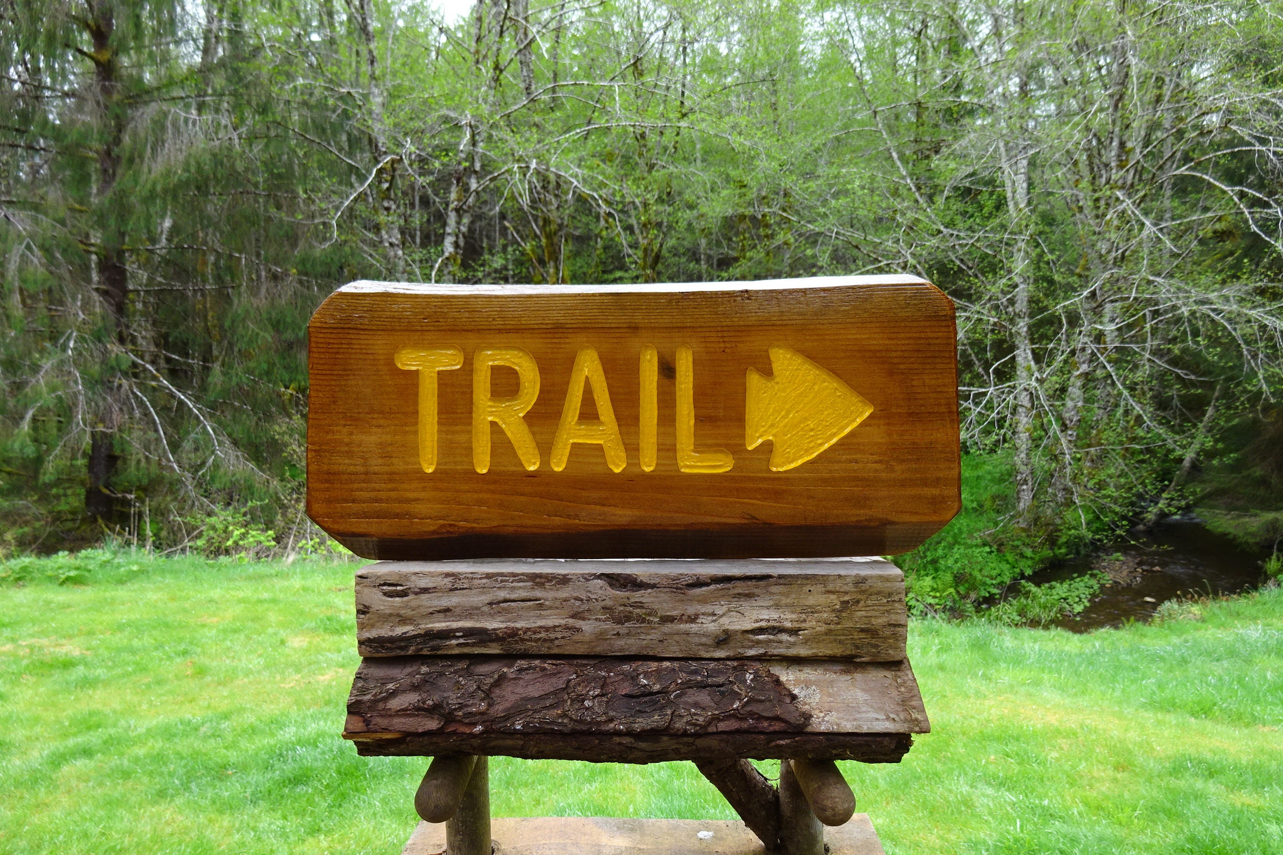 Rustic Outdoor Wood Sign TRAIL with a Right Pointing | Etsy