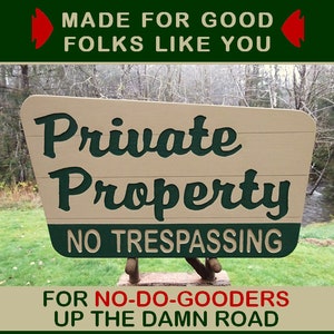 PRIVATE Property & No TRESPASSING customizable Forest Service sign, road home lodge campground sign. Hand carved routed lettering CUS589M+