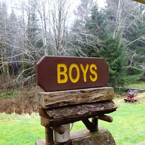 BOYS & GIRLS Vintage park style signs, restroom shower toilet cabin lodge campground signs. Hand carved routed reflective lettering ma012D image 3