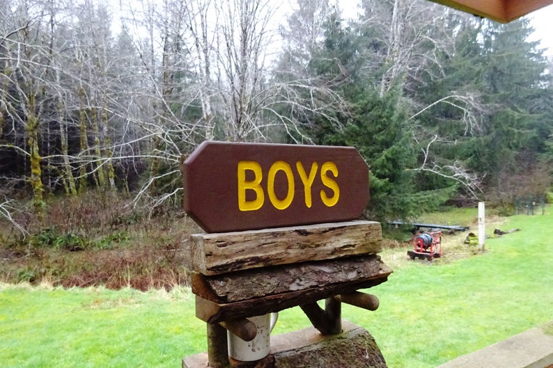 BOYS & GIRLS Vintage park style signs, restroom shower toilet cabin lodge campground signs. Hand carved routed reflective lettering ma012D image 3