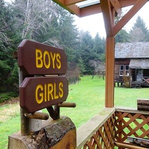 BOYS & GIRLS Vintage park style signs, restroom shower toilet cabin lodge campground signs. Hand carved routed reflective lettering ma012D image 2