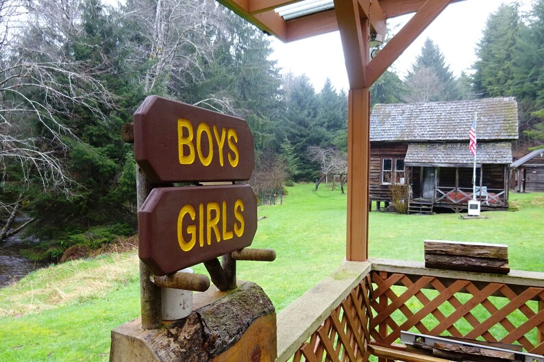 BOYS & GIRLS Vintage park style signs, restroom shower toilet cabin lodge campground signs. Hand carved routed reflective lettering ma012D image 2