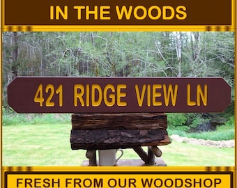 Hand Carved Trail Address Sign - Custom National Park Style Home Marker MC52Ic