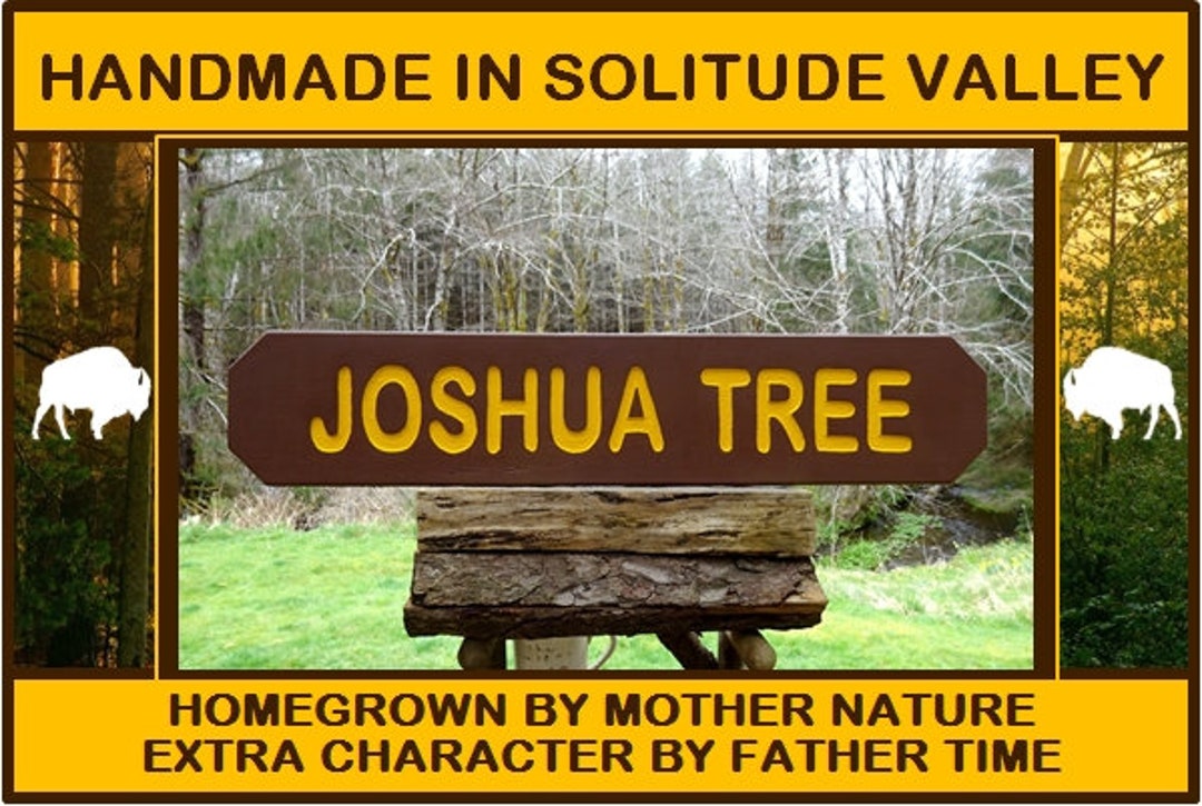 Tree Log Routered Sign National Park style JOSHUA TREE sign, path trail road cabin refuge ...