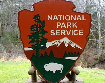 Custom National Park Arrowhead Buffalo Sign, Hand Carved Wood Cabin Lodge Decor MN48M