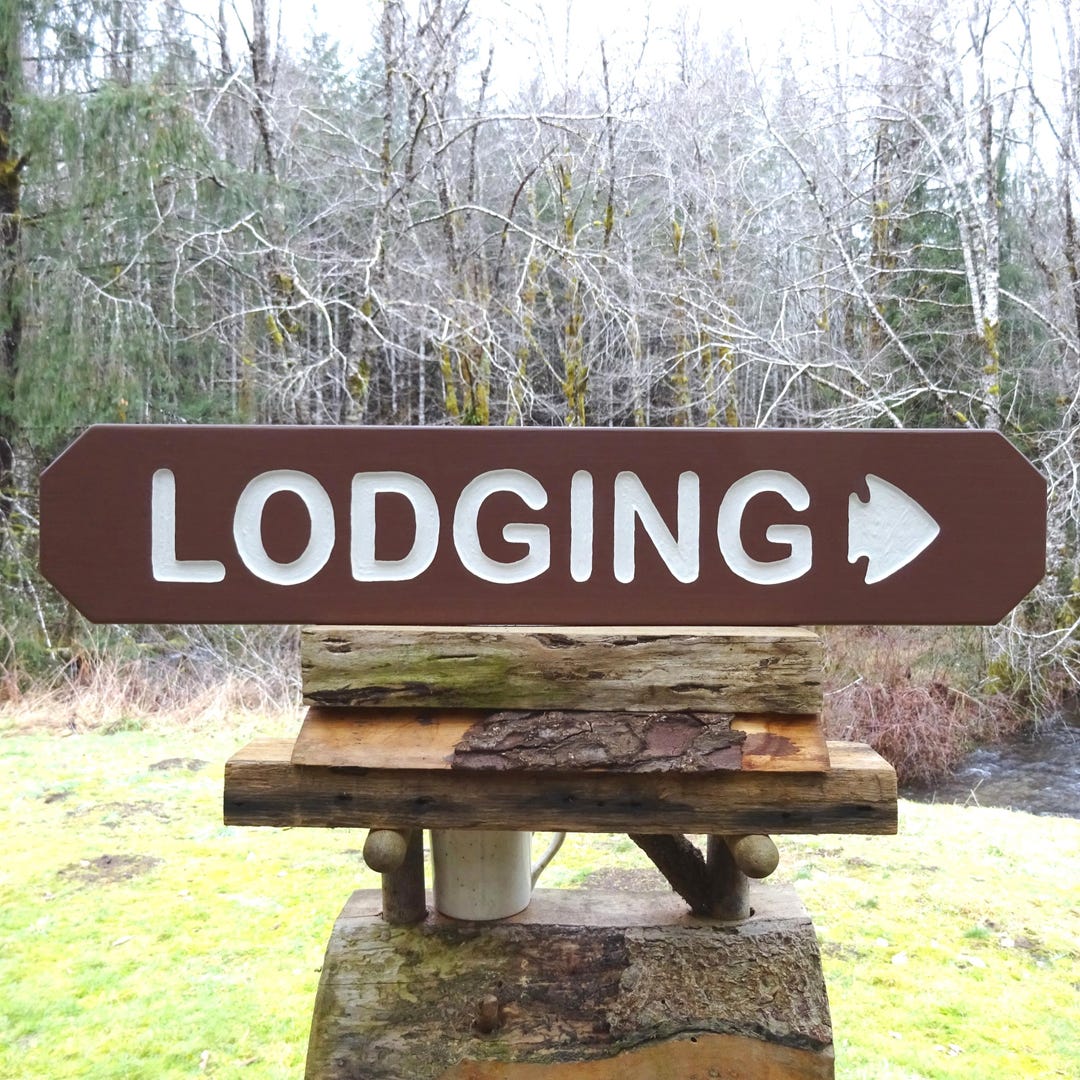 Lettering Lodges Park Style Customizable LODGING With Arrow Sign. for Trail Road Street ...