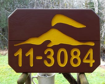 Hand Carved Trail Address Marker – Custom National Park Style Wooden Address Sign MC52Cc