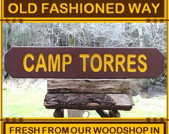 National Park style FAMILY CAMPGROUND NAME customizable sign. For road street cabin lodge. Carved routed painted reflective letters MC410Ax