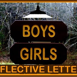 BOYS & GIRLS Vintage park style signs, restroom shower toilet cabin lodge campground signs. Hand carved routed reflective lettering ma012D image 9