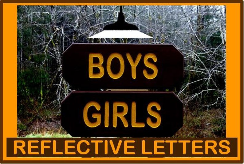 BOYS & GIRLS Vintage park style signs, restroom shower toilet cabin lodge campground signs. Hand carved routed reflective lettering ma012D image 9