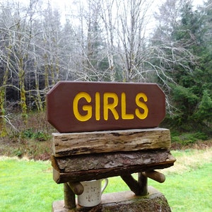 BOYS & GIRLS Vintage park style signs, restroom shower toilet cabin lodge campground signs. Hand carved routed reflective lettering ma012D image 4