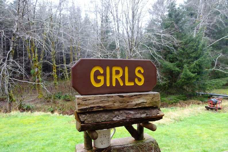 BOYS & GIRLS Vintage park style signs, restroom shower toilet cabin lodge campground signs. Hand carved routed reflective lettering ma012D image 4