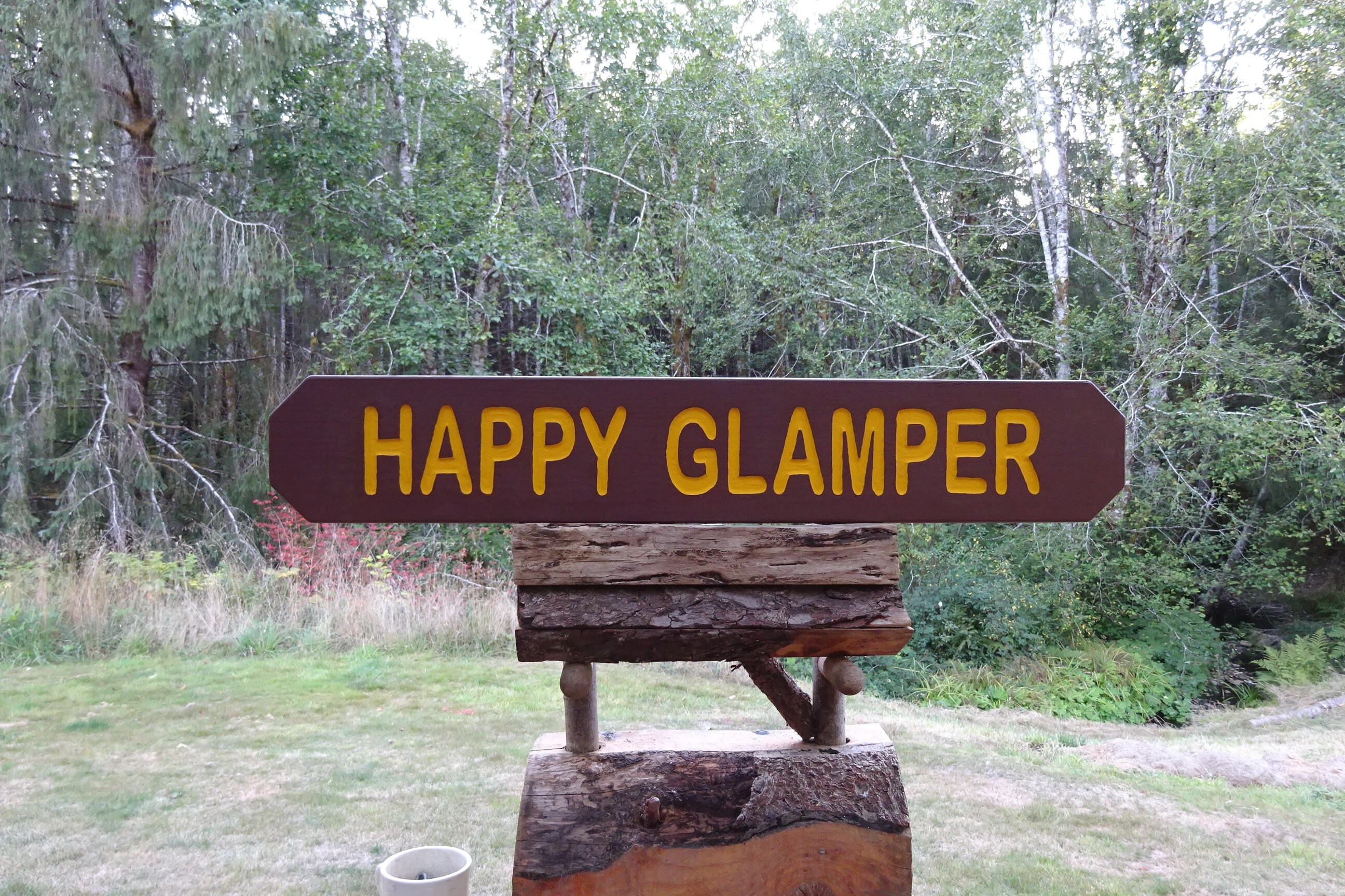 Happy Glamper Sign: Vintage Park Style Hand Carved Reflective Letters ...