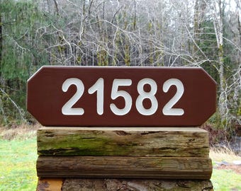 Hand Carved Trail Address Marker – Custom National Park Style Wooden Address Sign MC52Ac