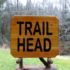 TRAIL HEAD Western Red Cedar sign, park path trail hiking camping backpacking cabin campground sign. Hand carved routed lettering sr571+