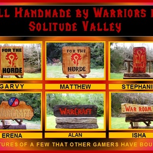 FOR THE HORDE, World of Warcraft WoW sign, Hand carved routed painted black letters and & blood red symbol with an all-weather finish SOS676 imagem 7