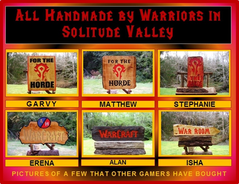 FOR THE HORDE, World of Warcraft WoW sign, Hand carved routed painted black letters and & blood red symbol with an all-weather finish SOS676 image 7