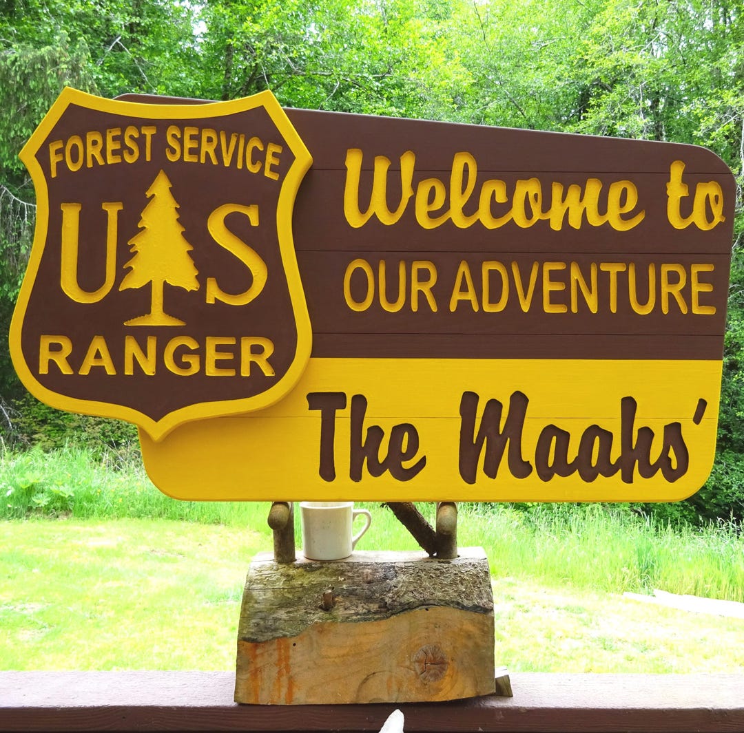 Custom Wood Forest Service Sign, Carved Trailhead, Cabin Lodge Entrance ...