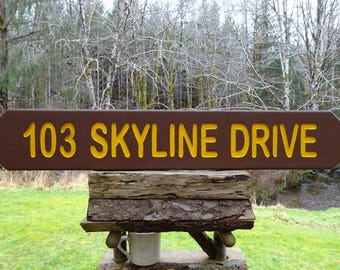 Hand Carved Custom address sign - Custom National Park Style driveway sign MC52Bc