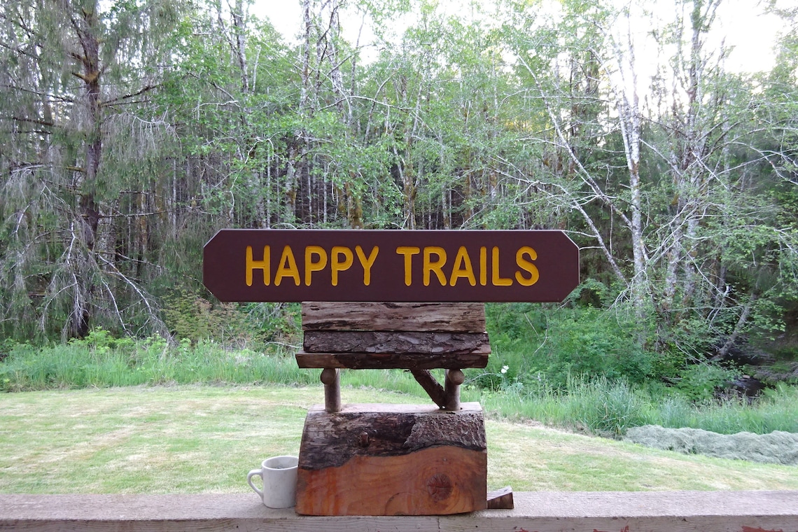 HAPPY TRAILS Inspirational sign Park style path trail road Etsy