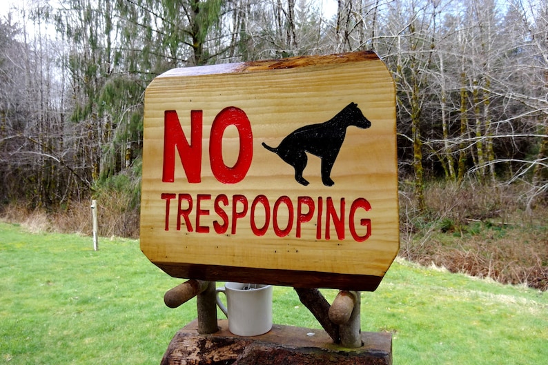 Road Fence Sign dog poo yard sign Driveway Sign Home Security Sign Property Security Sign NO TRESPOOPING Rustic Home Protection 565G