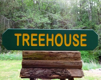 Hand Carved TREEHOUSE Sign - Customizable National Park Style Property Feature MN25A