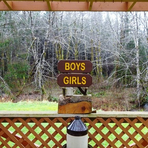 BOYS & GIRLS Vintage park style signs, restroom shower toilet cabin lodge campground signs. Hand carved routed reflective lettering ma012D image 7