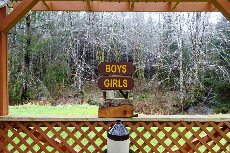 BOYS & GIRLS Vintage park style signs, restroom shower toilet cabin lodge campground signs. Hand carved routed reflective lettering ma012D image 7