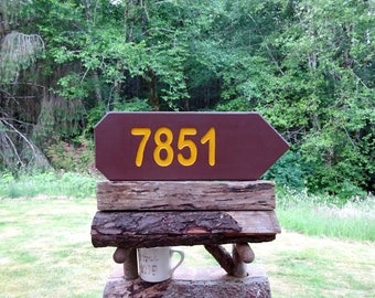 ADDRESS ARROW personalizable park sign for your road street driveway home cabin lodge sign Carved routed painted reflective letters CUS401K+