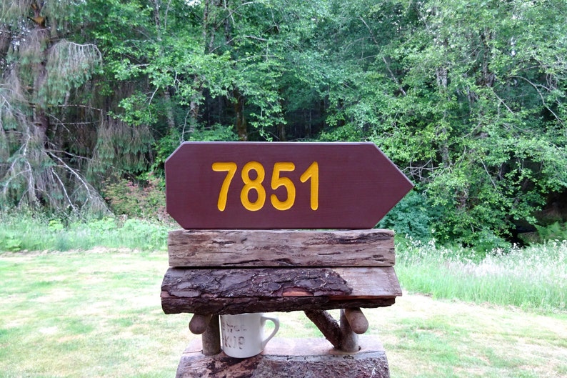 ADDRESS ARROW personalizable park sign for your road street driveway home cabin lodge sign Carved routed painted reflective letters CUS401K image 1