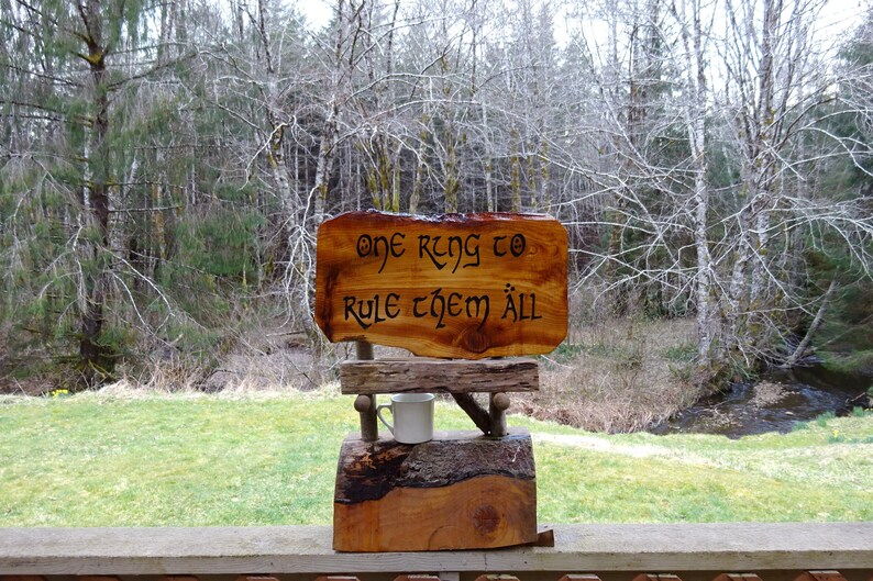ONE RING to Rule Them All Fantasy Lord of the Rings Tolkien LOTR Movie Book Sign Hand Carved Routed Painted Hobbitton Shire letters 818KIS